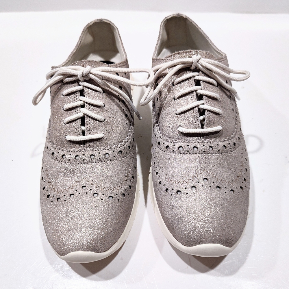 Cole Haan ZeroGrand Wingtip Oxford Dress Sneakers Women 5.5 Gold Metallic W27409